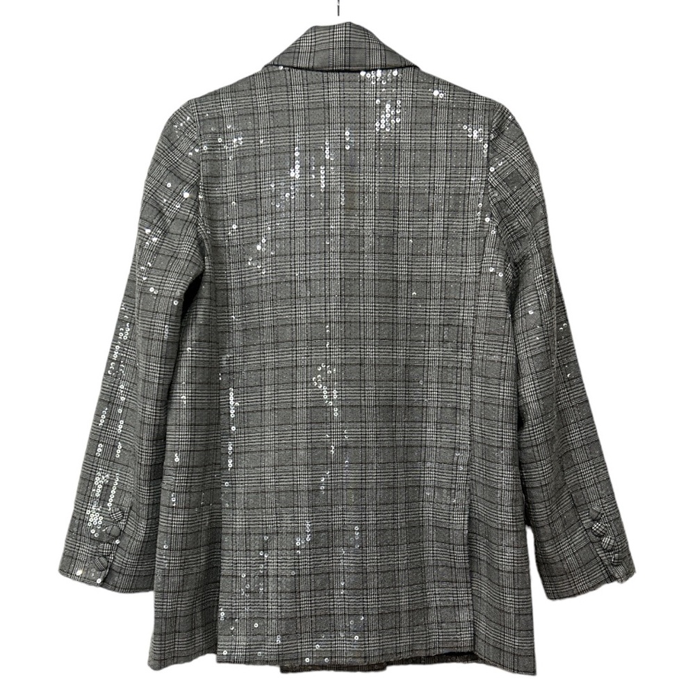 Jason Wu Sequined Double Breasted Blazer Gray Plaid Small NEW - Picture 10 of 16
